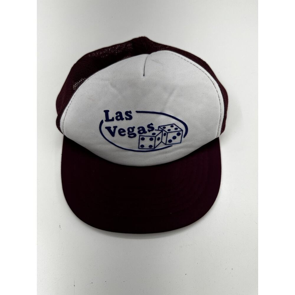 Las Vegas Snapback Trucker Hat Dice Gambling Destination Vintage Maroon